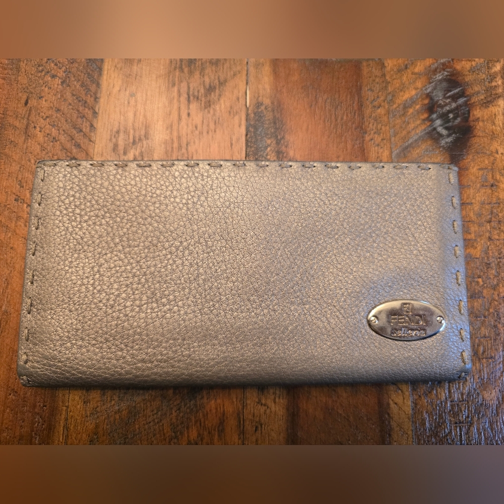 Fendi Selleria Leather Continental Wallet Metallic